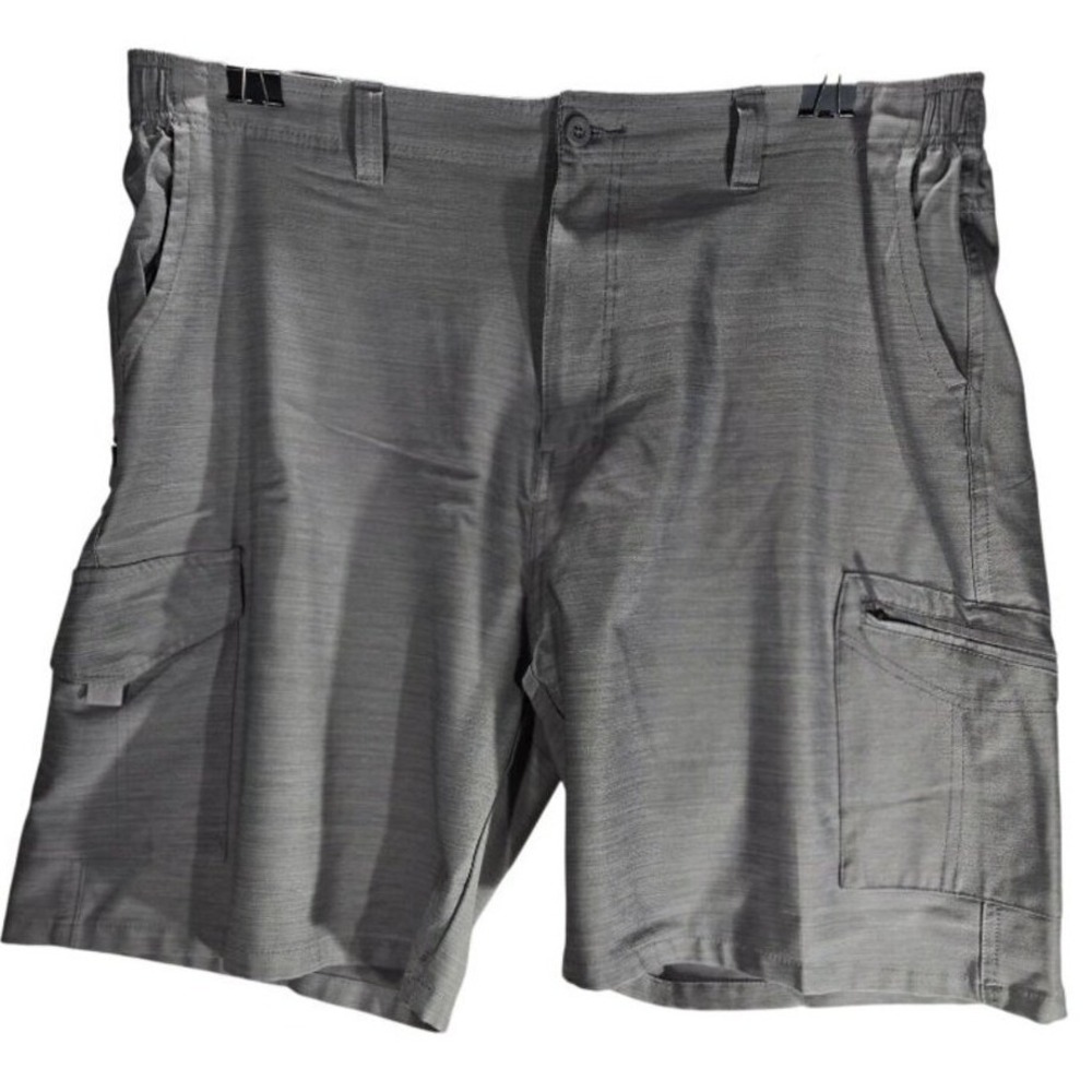 Reel Legends Mens Gray Performance Fishing Cargo Shorts XL Quick Dry Stretch